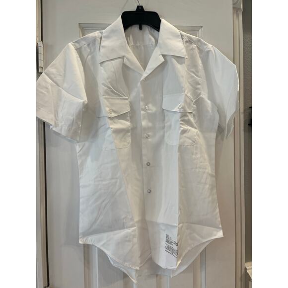 None and/or Unknown Other - US Navy White Tropical Short Sleeve Button Up Uniform Shirt Men Medium Enlisted
